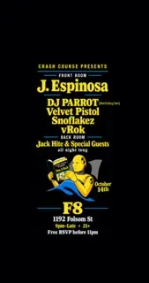 Artwork for Crash Course presents DJ Parrot's Bday Bash feat. J Espinosa